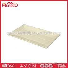 Oblong restaurant use white melamine plastic fish plate